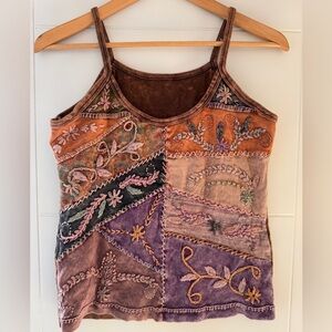 Embroidered Patchwork Camisole Top